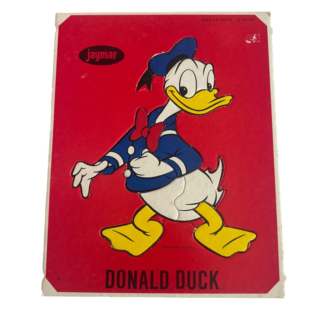 Jaymar Donald Duck 10 Piece Board Puzzle Ages 4-6 Years‎ Walt Disney Productions